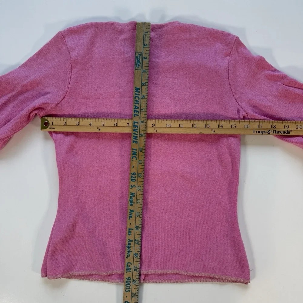 Laurie B. Button Front Cardigan Womens‎ Large *Fits Small Pink Metallic Trim USA